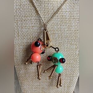 Antique 1920"S Bakelite Silly Brass Figurines Necklace 18" Jewelry